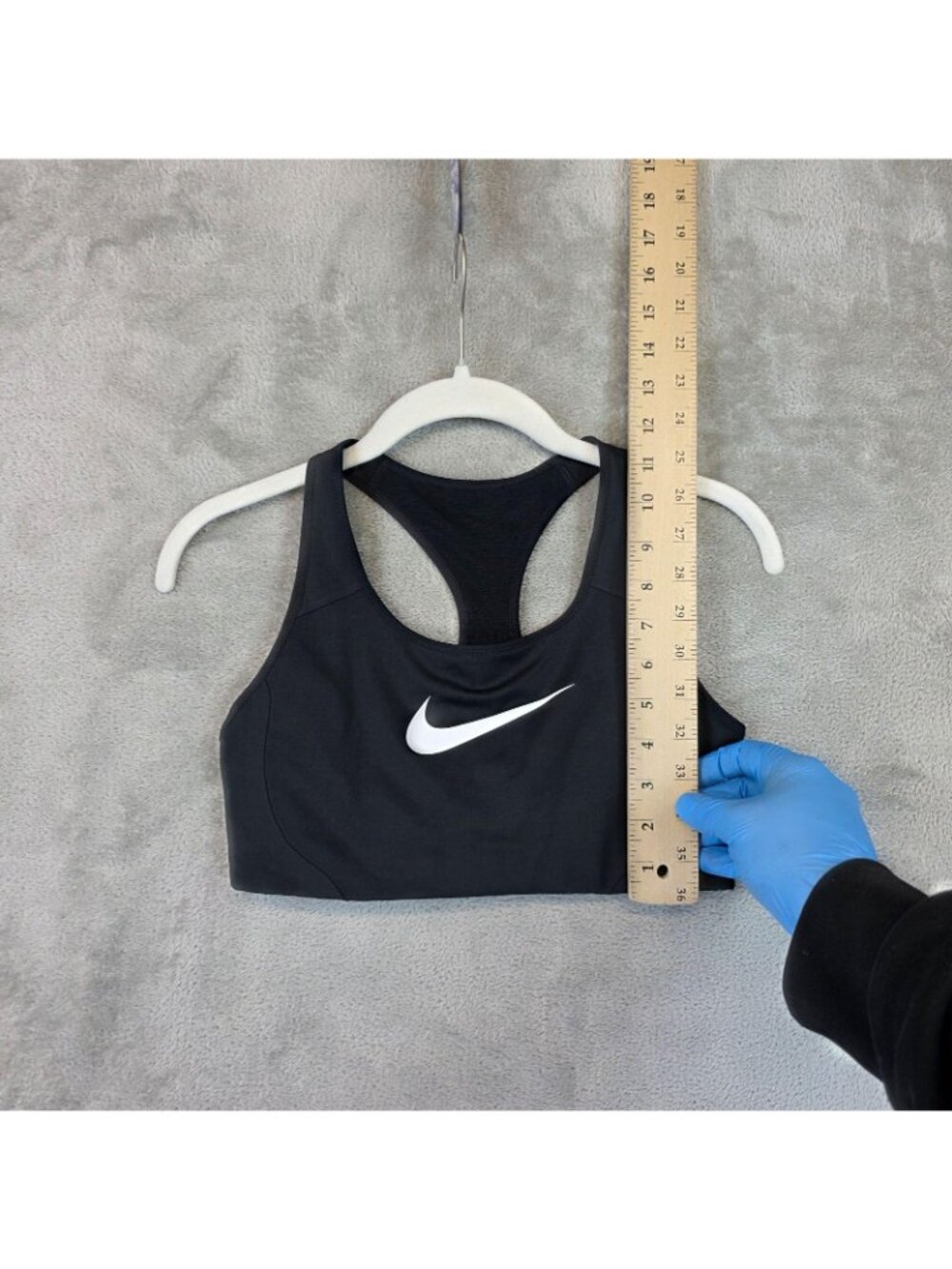 Nike Sports Bra Womens Medium Black Dri-FIT Racerback Swoosh Athletic 548545-010 - Picture 4 of 9